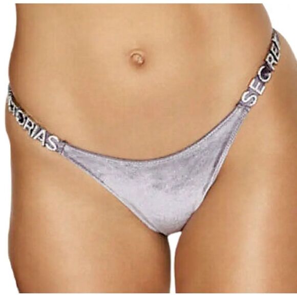 Victorias Secret Very Sexy Bombshell shine strap Velvet Brazilian Panty Gray S - Picture 1 of 4